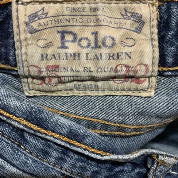 Polo Ralph Lauren‎ Hampton Straight Jeans Mens 35x32 Blue Distressed Preppy - Picture 9 of 16